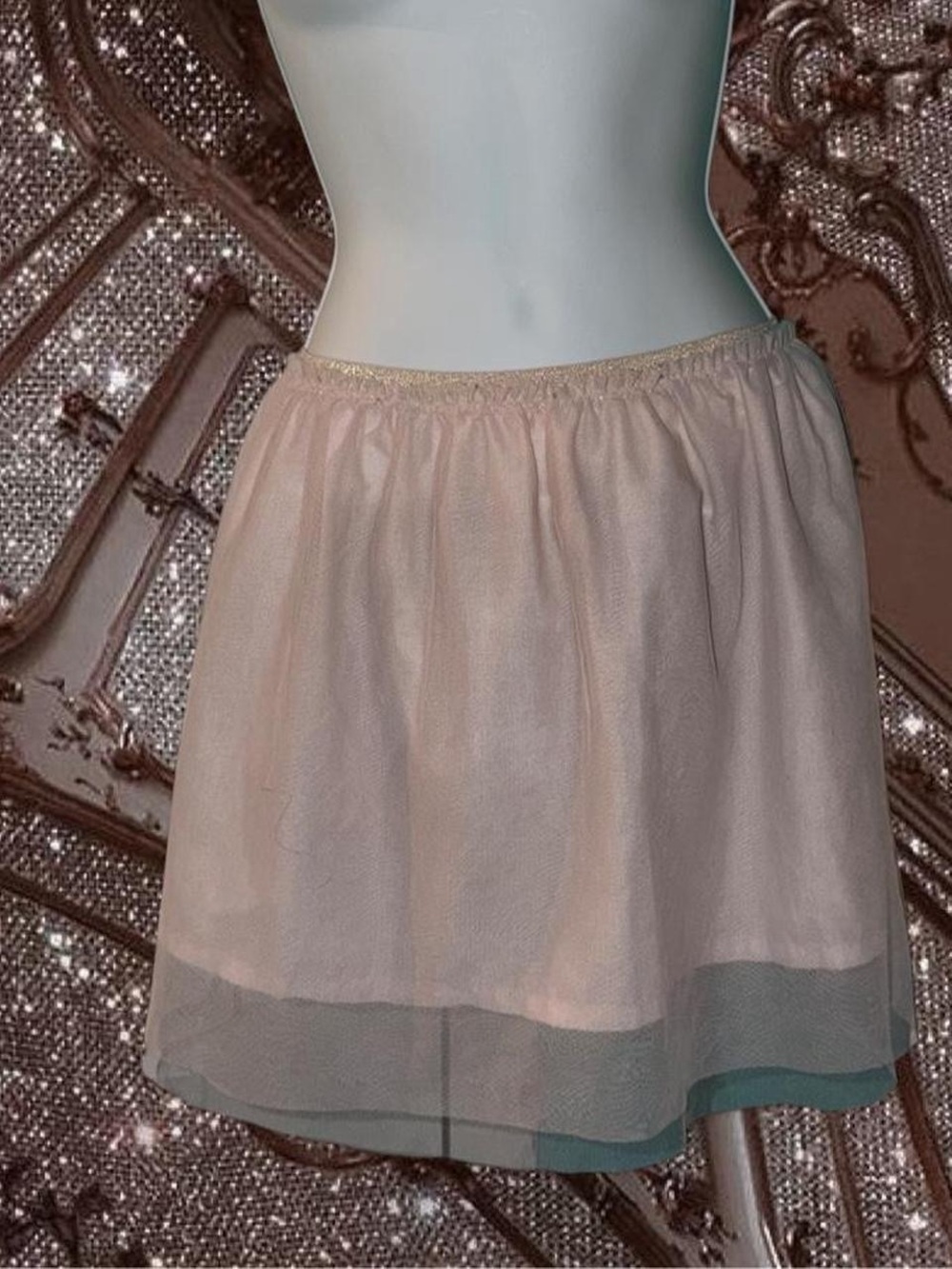 Soft Pink Mini Skirt with Sheer Overlay